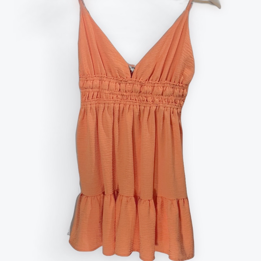 Inspired Hearts Orange Mini Tank Sleeveless Dress Ruffled Layered Size Large